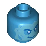Minifig Head Hydro-man, Blue Eyes, Angry/Mean Smile, Water Splash