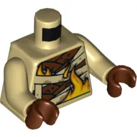 Torso Armor, Reddish Brown with Wraps and Flames Print, Tan Arms, Reddish Brown Hands