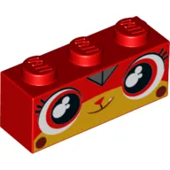 Brick 1 x 3 with Unikitty Angry, Red Eyes, Eyelashes, Smile print