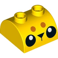 Brick Curved 2 x 2, Two Top Studs with 2 Black Eyes, Nose, Dark Orange Dots print