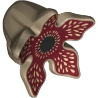 Minifig Creature Head, Demogorgon with Dark Red Inside, Tan Teeth print