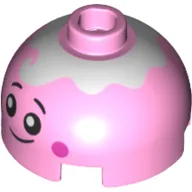 Brick Round 2 x 2 Dome Top, Hollow Stud with Black Eyes, Mouth, Dark Pink Cheeks, White Top Print