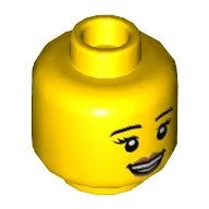 Minifig Head, Eyebrows, Medium Nougat Lips, Smile / Grossed Out Print