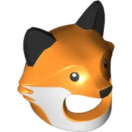 Costume / Mask, Fox Head with Black Ears, Nose and White Cheeks Print
