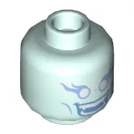 Minifig Head, Bright Light Blue Eyelashes and Mouth, White Eyes and Teeth with Fangs Print