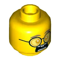 Minifig Head Mr. Clarke, Light Bluish Grey Eyebrows, Glasses with Orange Lenses, Open Mouth / Closed Mouth Print