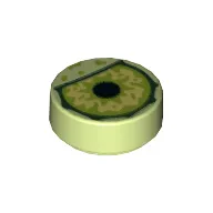 Tile Round 1 x 1 with Monster Eye Print