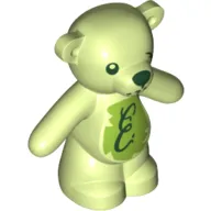 Animal, Bear / Teddy, Arms Down with Dark Green Eyes, Nose and Mouth / Lime Belly with Dark Green 'E' Print