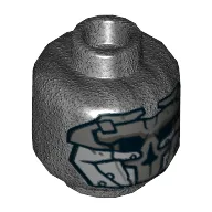 Minifig Head Knight of Ren, Mask with Dark Bluish Gray and Silver Skull Print