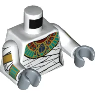 Torso Scarab Collar and Bandage Wrappings Print, White Arms with Wrappings, Gold and Dark Turquoise Bracelets Print, Sand Blue Hands