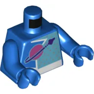 Torso Jacket with Classic Space Logo, Purple Dots Print, Blue Arms and Hands