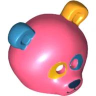 Costume / Mask, Bear with Dark Azure and Bright Light Orange Ears and Eyepatch Print