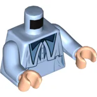 Torso Dress, Dark Blue Overcoat / Cape with Bow Print, Bright Light Blue Arms, Light Nougat Hands