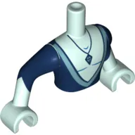 Minidoll Torso Man with Dark Blue Low Cut Shirt, Medium Blue Trim, Dark Blue Pendant