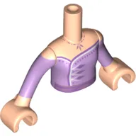 Minidoll Torso Girl with Medium Lavender Dress, Lavender Buttons, White Trim