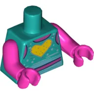 Torso Tank Top with Yellow Heart Print, Dark Pink Arms and Hands