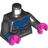 Torso Muscles, Dark Blue Pointed Collar, Silver Belt Print, Black Arms with Dark Blue Cuffs Print, Dark Pink Hands