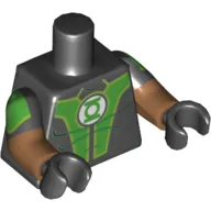 Torso, Dual Molded Arms, Muscles, Green Chest with Green Lantern Logo Print, Black Sleeves Pattern, Medium Nougat Arms, Black Hands