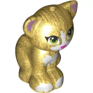 Animal, Cat, Sitting with Lime Eyes, Magenta Nose, and White Markings Print