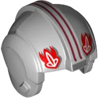 Helmet Rebel Pilot, Center Ridge with Red Symbols, Dark Red Stripes