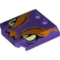 Slope Curved 4 x 4 x 2/3 Triple Curved with 2 Studs and Eyes, Orange Nose and Eyebrows Print