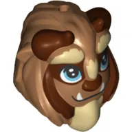 Mask Beast with Reddish Brown Horns, Blue Eyes, Fangs and Tan Beard, Large Pupils Print