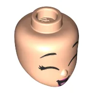 Minidoll Head Closed Eyes, Open Mouth Smile, Dark Pink Lips