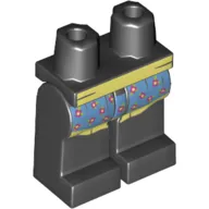 Hips and Black Legs with Yellow and Blue Apron with Purple Flowers Print