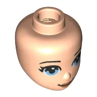 Minidoll Head Bright Light Blue Eyes, Peach Lips Print