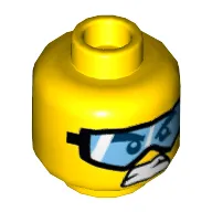 Minifig Head Monkie Kid, Goggles and Angry Mouth / Dirt Stains and Open Mouth Smile Print