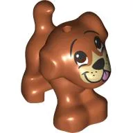 Animal, Dog, Small Standing with Reddish Brown Eyes, Black Nose and Tan Snout, Tongue Print