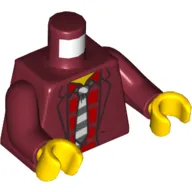Torso Jacket, Red Shirt, Black and White Tie Print, Dark Red Arms, Yellow Hands