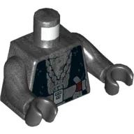 Torso Robe, Black with Belt and Silver Buckle, Red Weapon Handle Print, Pearl Titanium Arms, Black Hands