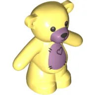 Animal, Bear / Teddy, Arms Down with Black Eyes, Nose and Mouth / Lavender Belly with Heart Print
