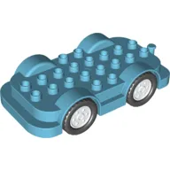 Duplo Car Base 4 x 8 with Four Black Wheels and White Hubs