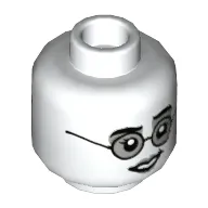 Minifig Head Moaning Myrtle, Glasses, Light Bluish Gray Eye Shadow, Smile / Sad with Tear Print