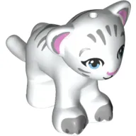 Animal, Big Cat Cub, Tiger with Bright Light Blue Eyes and Bright Pink Nose, Light Bluish Gray Markings Print