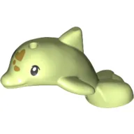 Animal, Dolphin, Baby with Black Eyes, Olive Green Hearts print