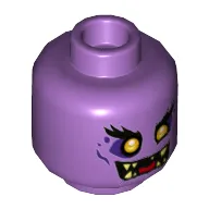 Minifig Head Gleck / Ginkle, Cheek Lines, Bushy Eyebrows, Scared with Raised Eyebrows / Evil Grin Print