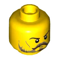 Minifig Head Tournament Knight, Dark Brown Eyebrows, Dark Tan Moustache and Beard, Cheek Lines Print