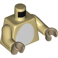 Torso White Fur Stomach, Zipper on Back Print, Tan Arms, Dark Tan Hands