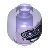 Minifig Head Vaughn Geist, with Silver Goggles, Moustache, Smile Print