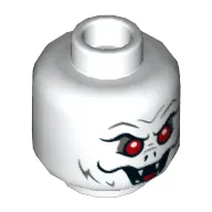 Minifig Head Man-Bat, Red Eyes, Open Mouth with Fangs, Scared / Angry Print