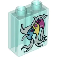 Duplo Brick 1 x 2 x 2 with Bottom Tube and Three Singing Fish Print