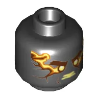 Minifig Head Cole, Yellow Eyes, Orange Lightning / Cracks Print