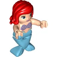 Duplo Figure with Hair Swept Right Red, Azure Mermaid Legs (Ariel)