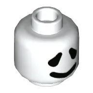 Minifig Head Ghost, Black Eyes, Black Mouth, Happy / Sad Print