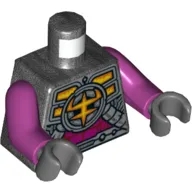 Torso Armor, Orange and Yellow Symbol, Magenta Stomach Print (Snort, Bob), Magenta Arms, Dark Bluish Gray Hands