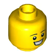 Minifig Head Green Brick Suit Guy, Big Smile with Clenched Teeth