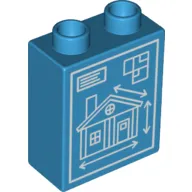Duplo Brick 1 x 2 x 2 with Bottom Tube and House Blueprints Print